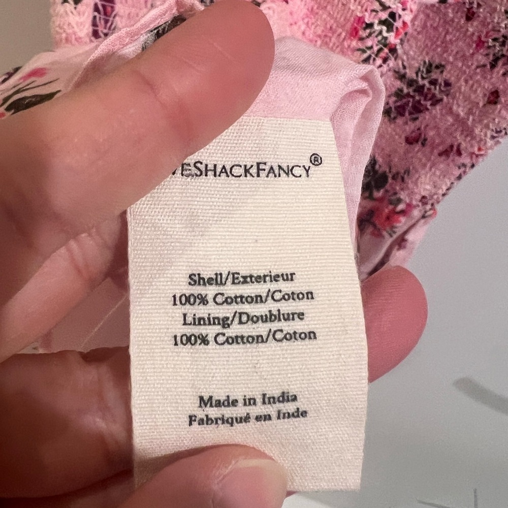 🌸LoveShackFancy Spritz Floral Smocked Tie Back Mini Dress Rosemary Mauve L NWT - Picture 5 of 7